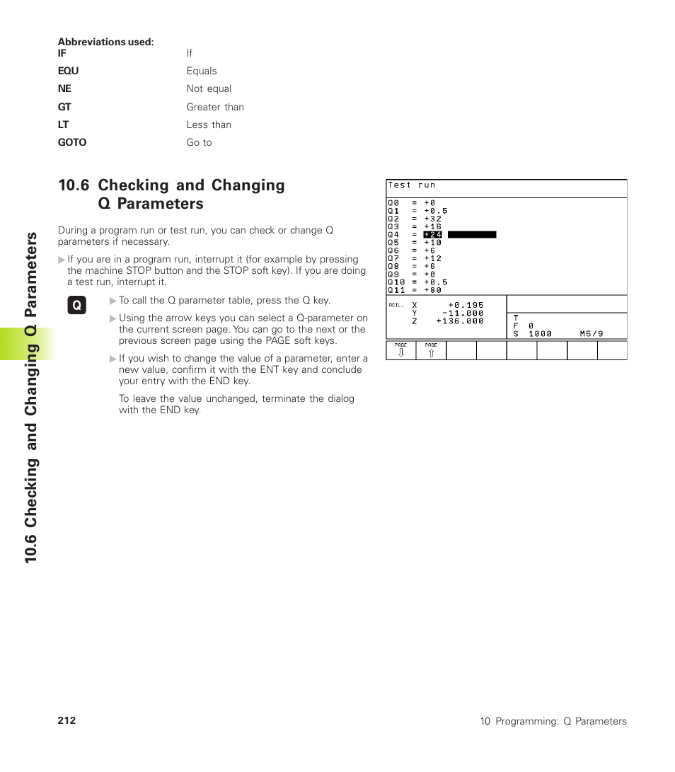 6 checking and changing q parameters | HEIDENHAIN TNC 410 User Manual | Page 225 / 319