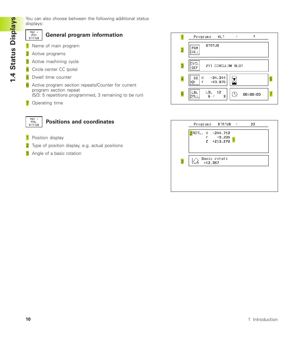 4 stat us displa ys | HEIDENHAIN TNC 410 User Manual | Page 23 / 319