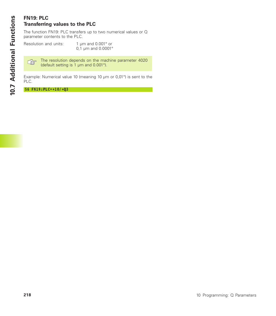 7 a dditional f unctions | HEIDENHAIN TNC 410 User Manual | Page 231 / 319