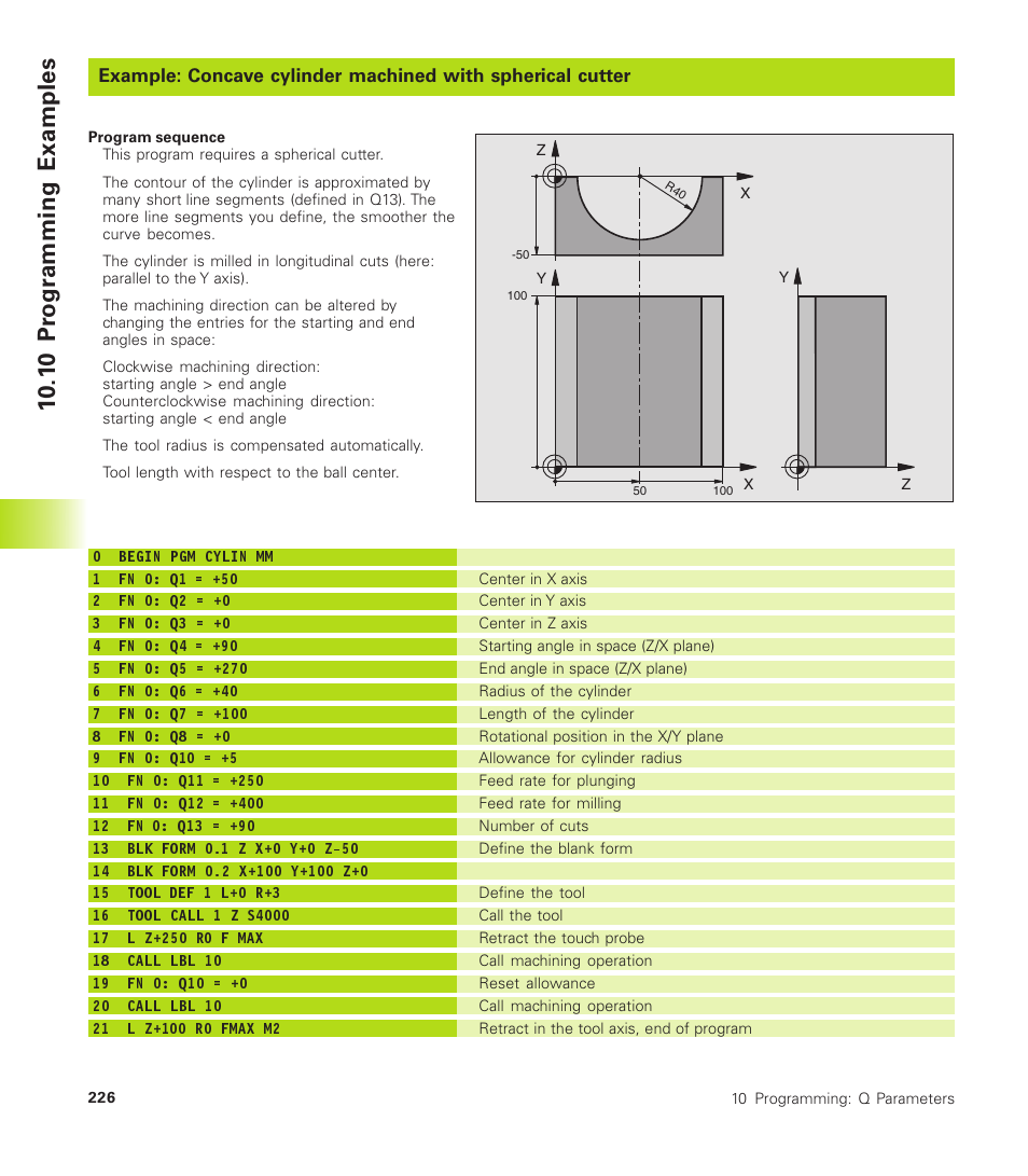 1 0 pr ogr amming examples | HEIDENHAIN TNC 410 User Manual | Page 239 / 319