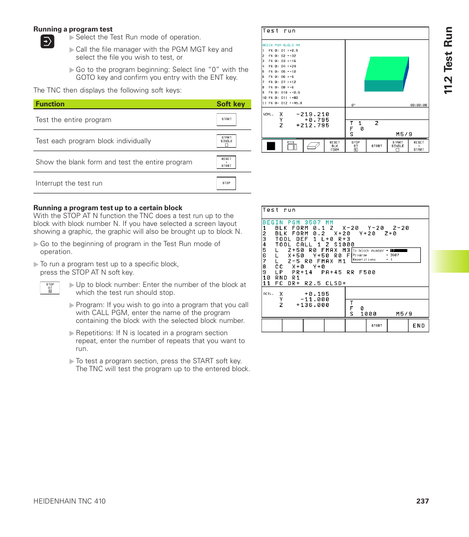 11 .2 t est run | HEIDENHAIN TNC 410 User Manual | Page 250 / 319