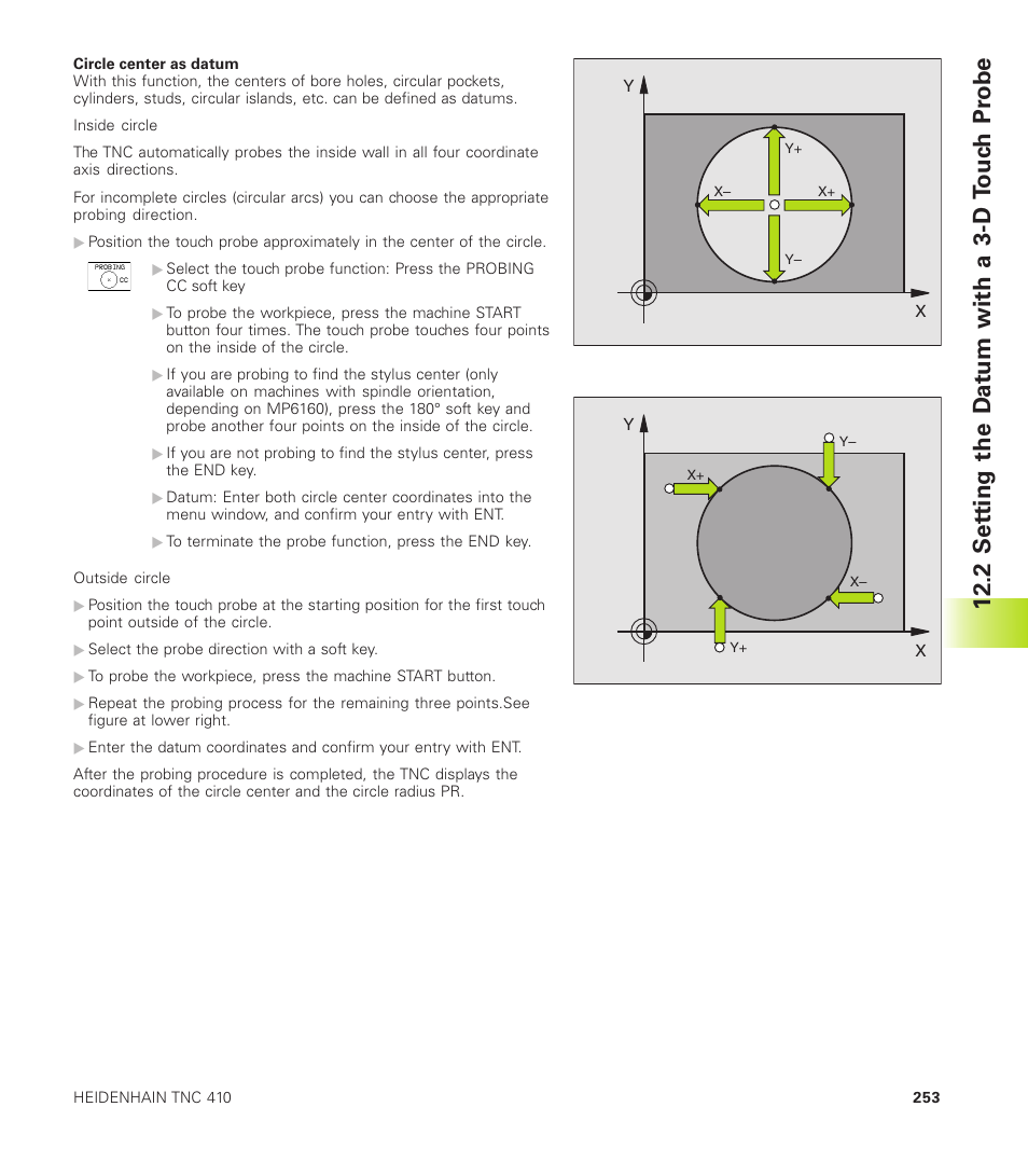 2 set ting the d a tum with a 3-d touc h pr obe | HEIDENHAIN TNC 410 User Manual | Page 266 / 319