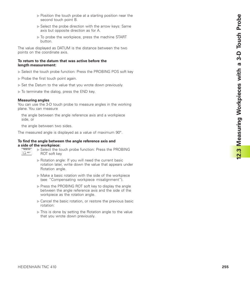 3 measur ing w o rkpieces with a 3-d touc h p robe | HEIDENHAIN TNC 410 User Manual | Page 268 / 319