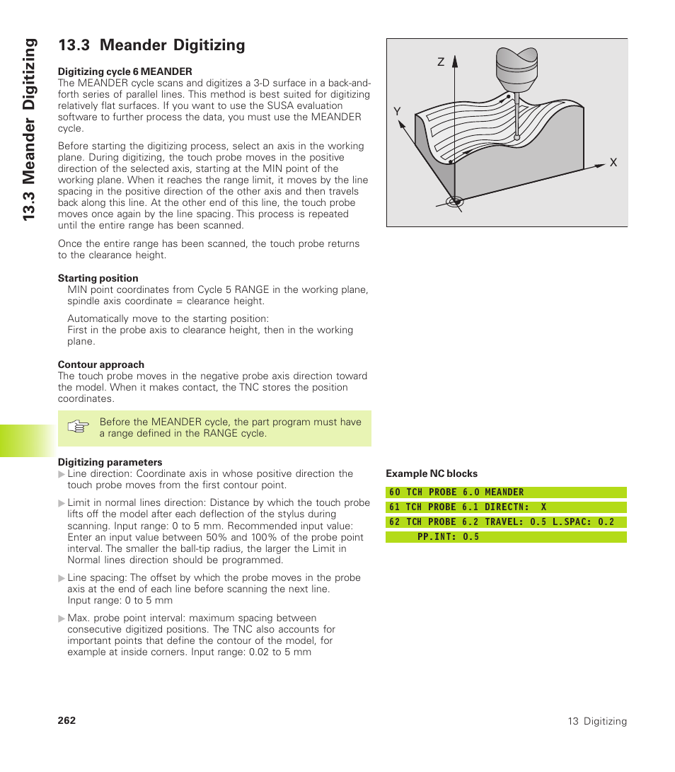 3 meander digitizing | HEIDENHAIN TNC 410 User Manual | Page 275 / 319