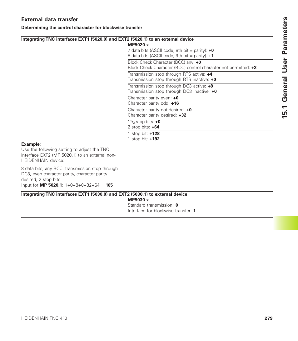 1 gener al user p a ramet ers | HEIDENHAIN TNC 410 User Manual | Page 292 / 319