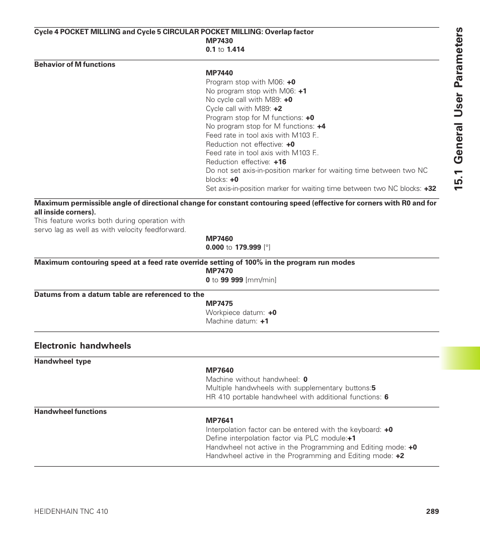 1 gener al user p a ra met ers | HEIDENHAIN TNC 410 User Manual | Page 302 / 319