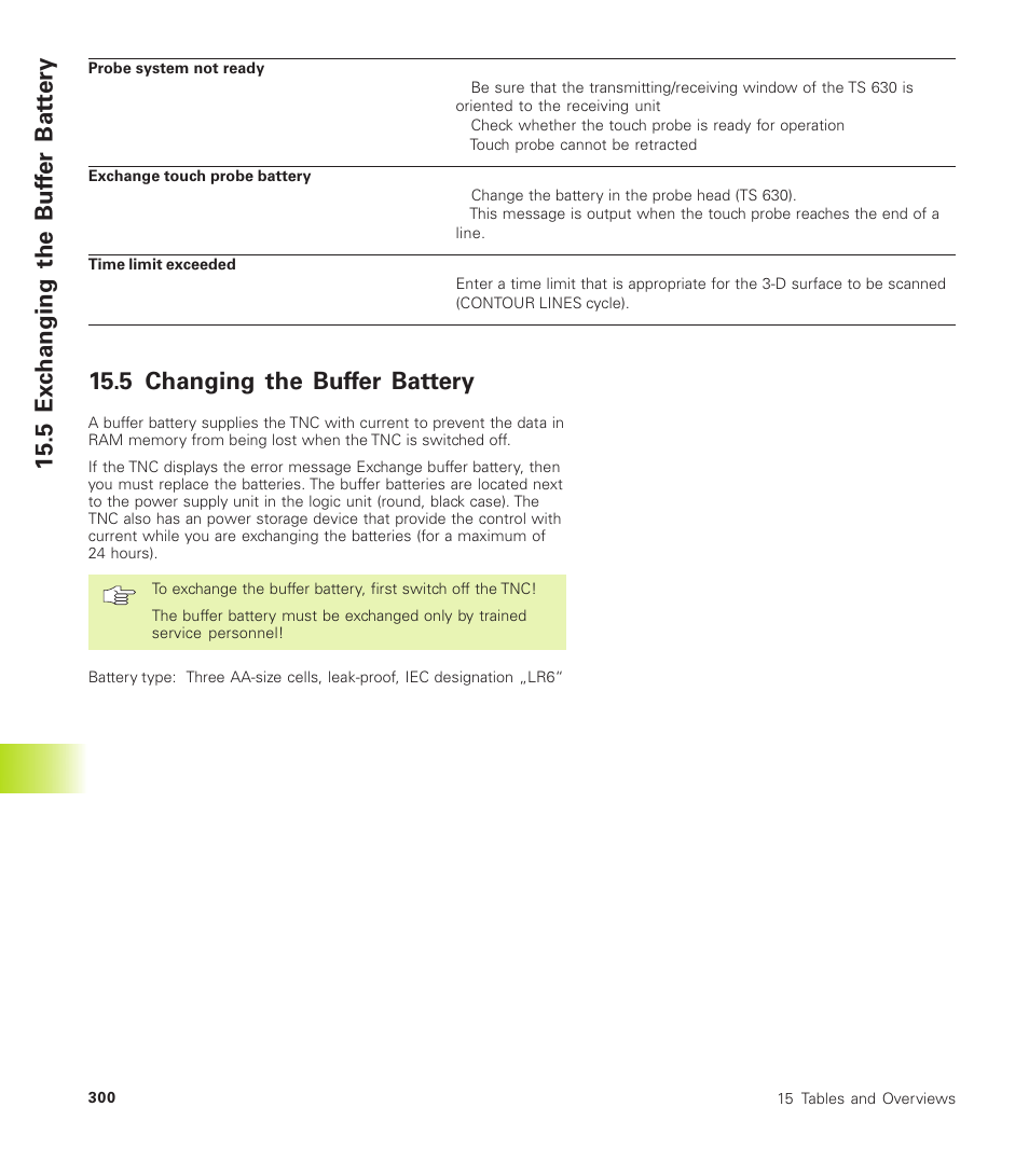 5 changing the buffer battery, 5 ex c hanging the buf fer bat tery | HEIDENHAIN TNC 410 User Manual | Page 313 / 319