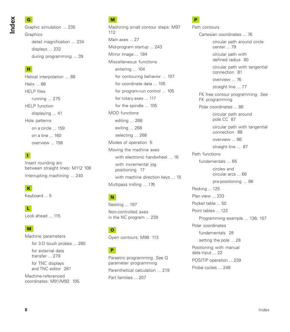 Index | HEIDENHAIN TNC 410 User Manual | Page 315 / 319