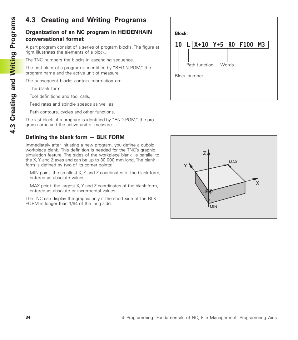 3 creating and writing programs, 3 cr eating and w riting pr ogr ams | HEIDENHAIN TNC 410 User Manual | Page 47 / 319
