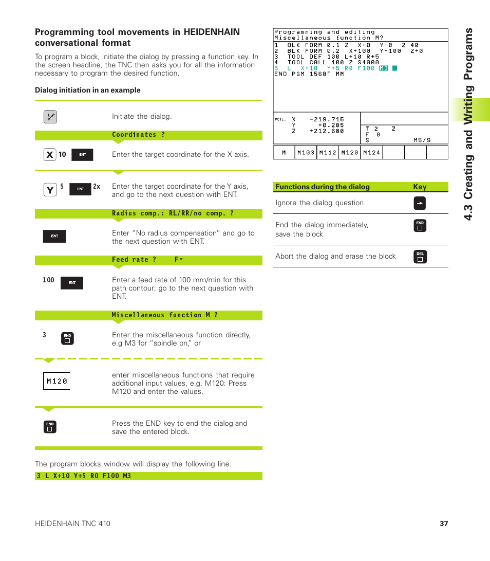 3 cr eating and w riting pr ogr ams | HEIDENHAIN TNC 410 User Manual | Page 50 / 319