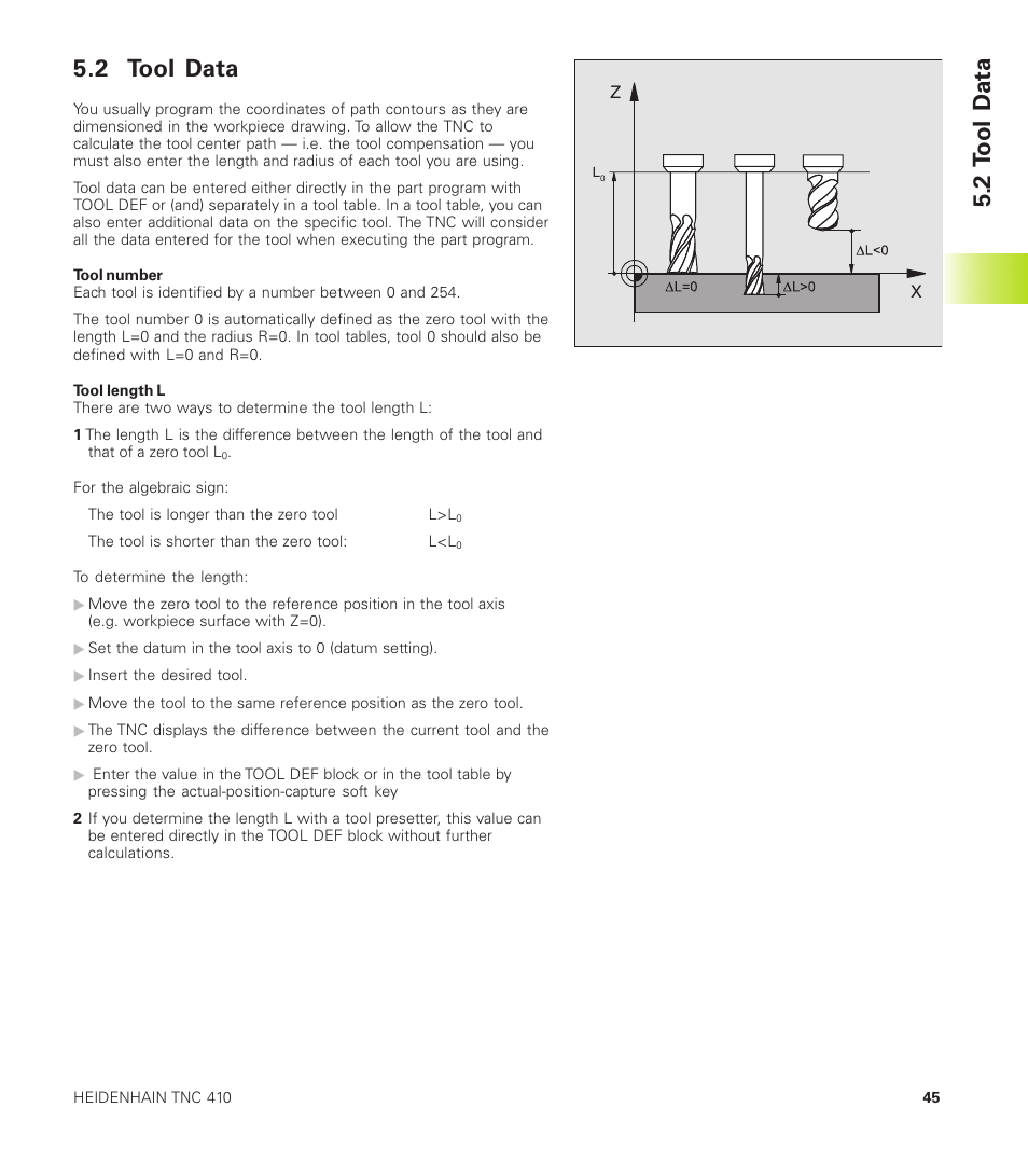 2 tool data, 2 t ool d a ta | HEIDENHAIN TNC 410 User Manual | Page 58 / 319
