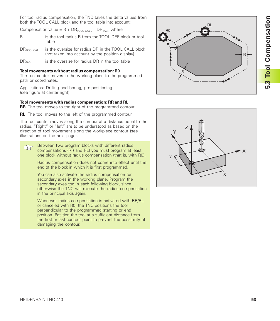 3 t ool compensation | HEIDENHAIN TNC 410 User Manual | Page 66 / 319