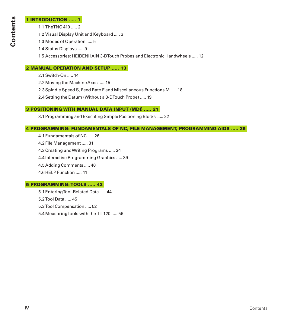 HEIDENHAIN TNC 410 User Manual | Page 7 / 319