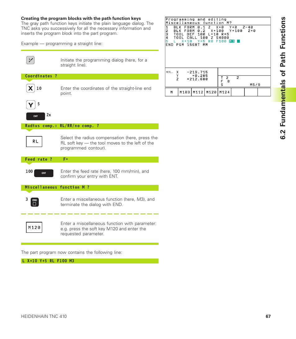 2 f undamentals of p ath f unctions | HEIDENHAIN TNC 410 User Manual | Page 80 / 319