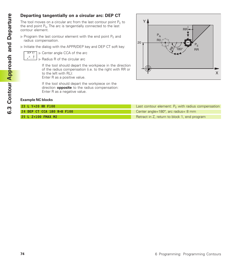 3 cont our appr oac h and depar tu re | HEIDENHAIN TNC 410 User Manual | Page 87 / 319