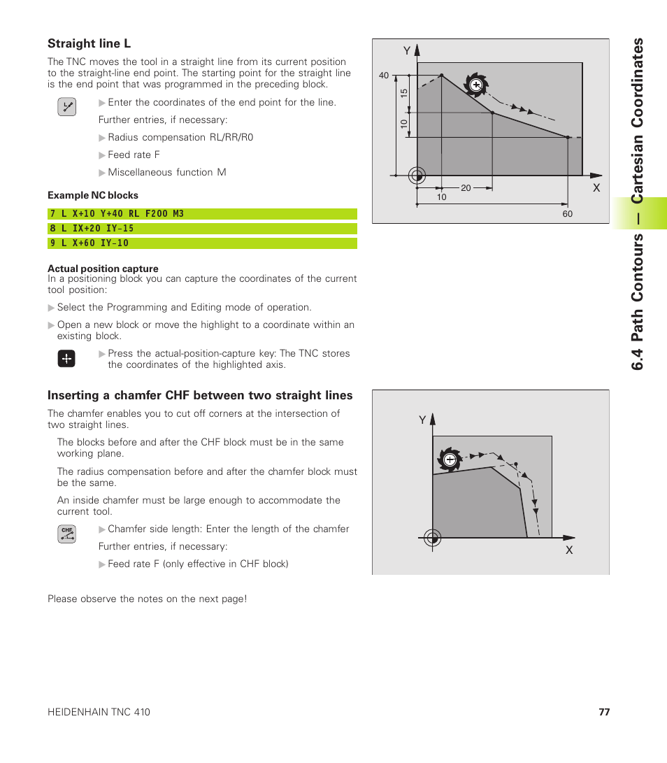 4 p ath cont ours — car tesian coor dinat es | HEIDENHAIN TNC 410 User Manual | Page 90 / 319