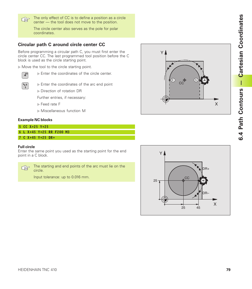 4 p ath cont ours — car tesian coor dinat es | HEIDENHAIN TNC 410 User Manual | Page 92 / 319