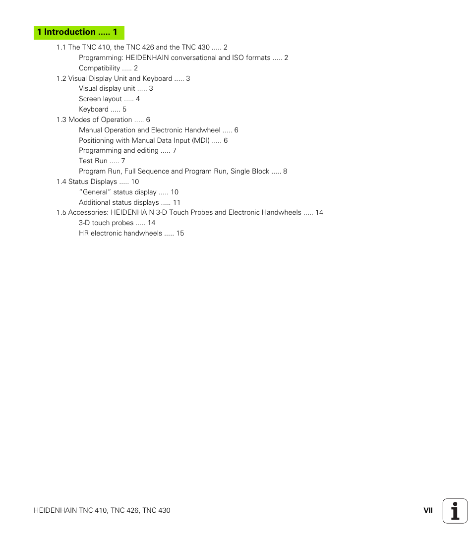Introduction | HEIDENHAIN TNC 410 ISO Programming User Manual | Page 11 / 489