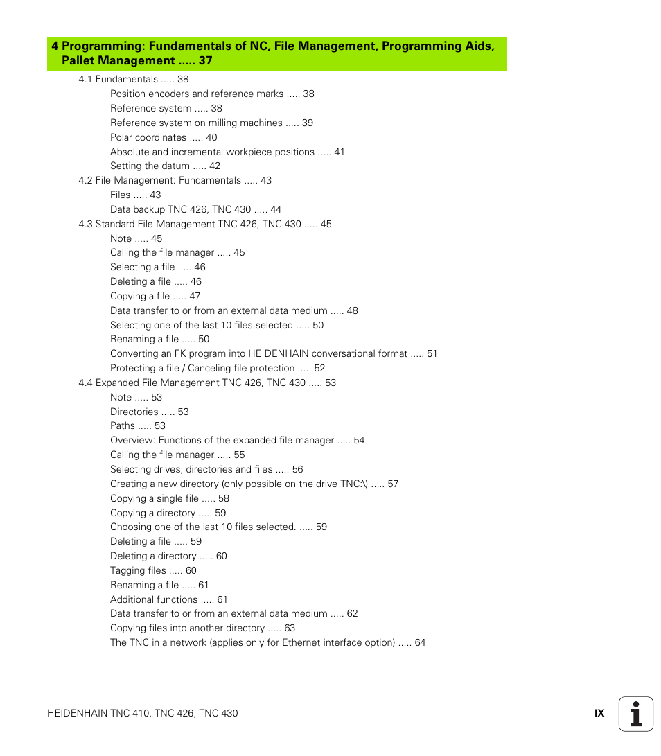 HEIDENHAIN TNC 410 ISO Programming User Manual | Page 13 / 489