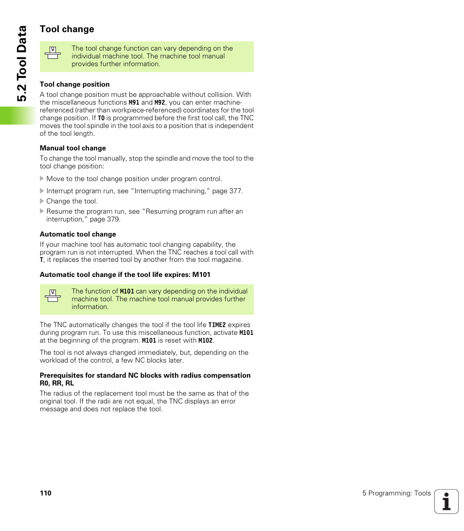 Tool change, 2 t o ol d a ta | HEIDENHAIN TNC 410 ISO Programming User Manual | Page 136 / 489