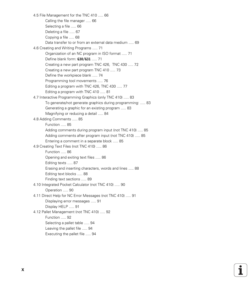HEIDENHAIN TNC 410 ISO Programming User Manual | Page 14 / 489