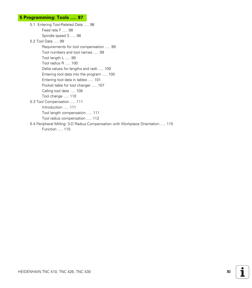 Programming: tools | HEIDENHAIN TNC 410 ISO Programming User Manual | Page 15 / 489