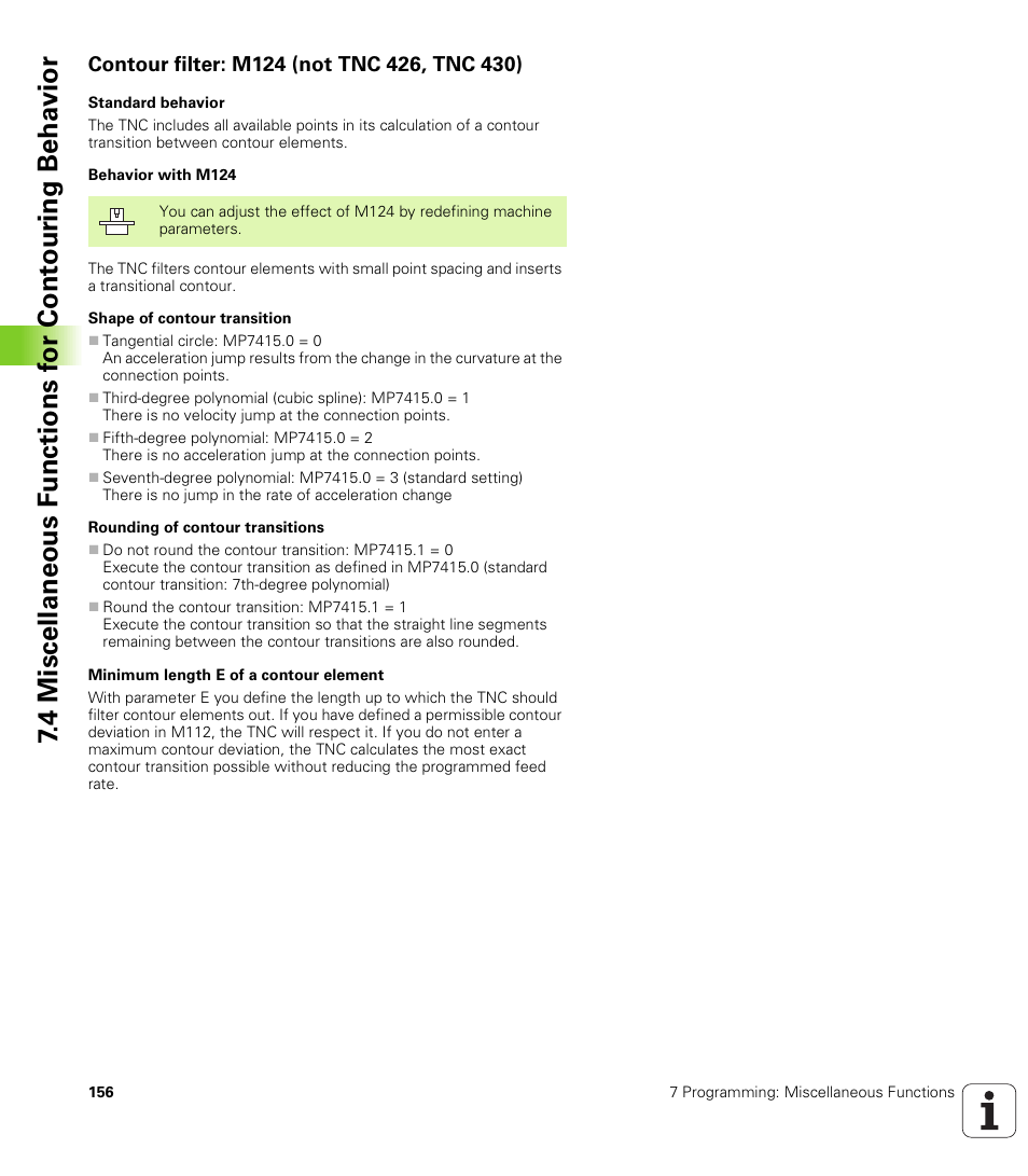 Contour filter: m124 (not tnc 426, tnc 430) | HEIDENHAIN TNC 410 ISO Programming User Manual | Page 182 / 489