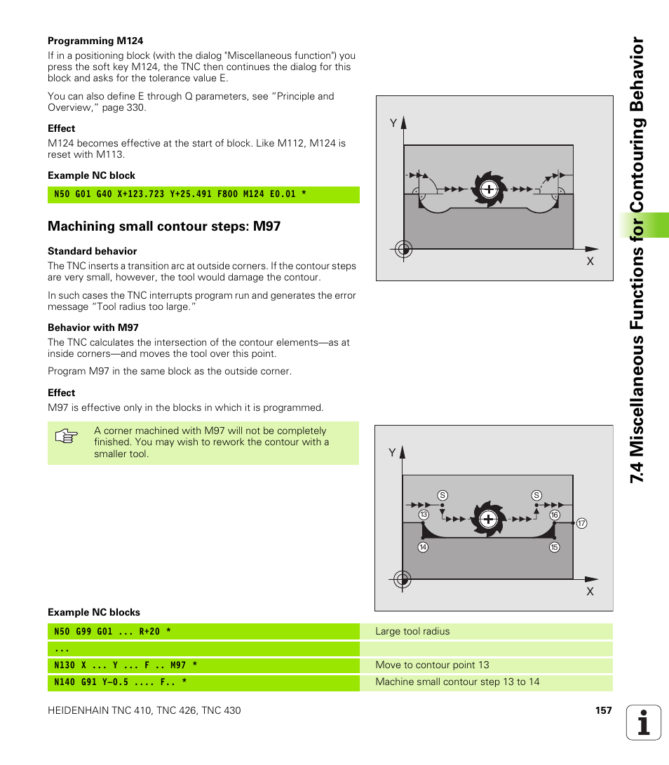 Machining small contour steps: m97 | HEIDENHAIN TNC 410 ISO Programming User Manual | Page 183 / 489