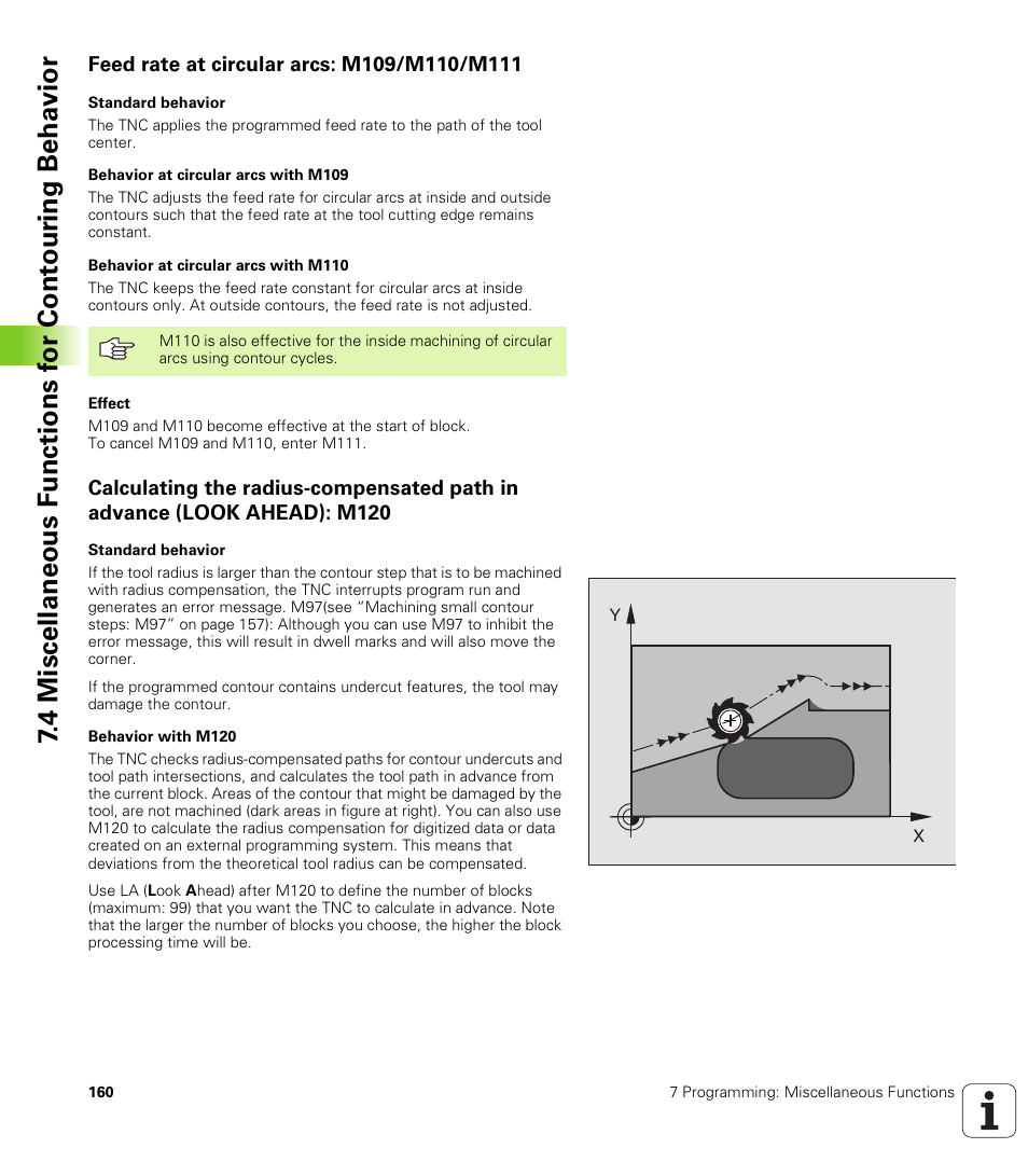 Feed rate at circular arcs: m109/m110/m111 | HEIDENHAIN TNC 410 ISO Programming User Manual | Page 186 / 489
