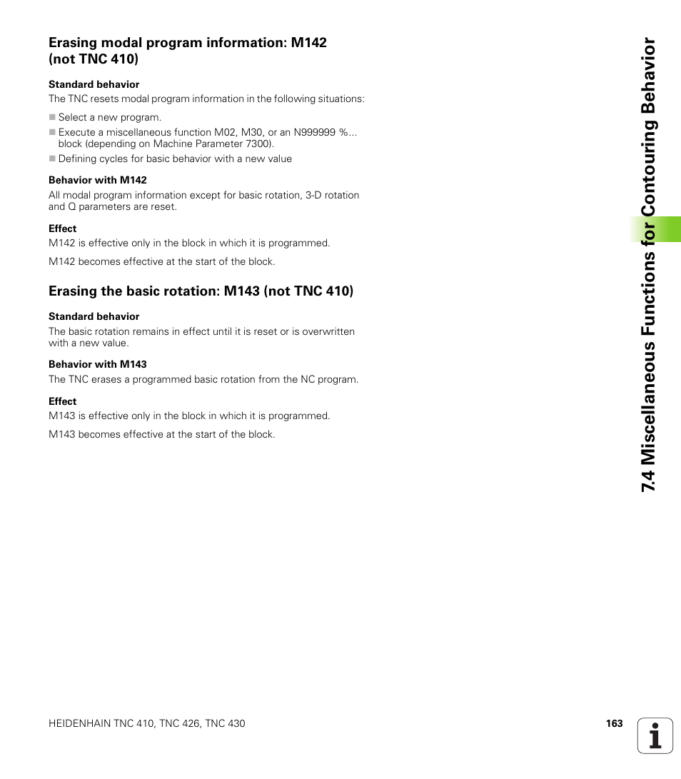 Erasing the basic rotation: m143 (not tnc 410) | HEIDENHAIN TNC 410 ISO Programming User Manual | Page 189 / 489