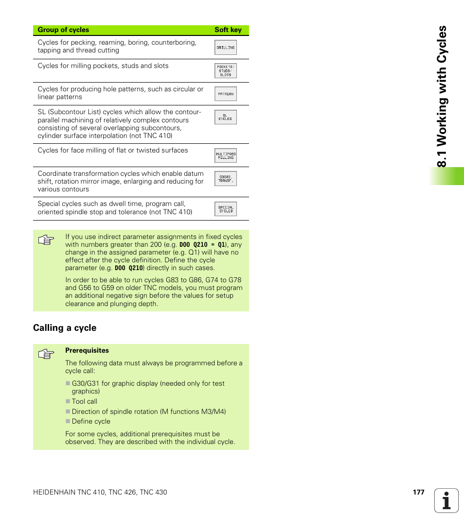 Calling a cycle | HEIDENHAIN TNC 410 ISO Programming User Manual | Page 203 / 489