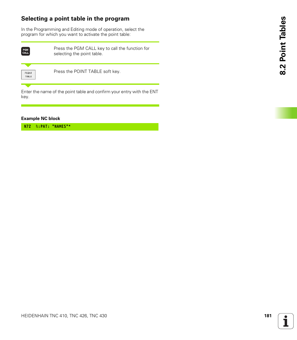 Selecting a point table in the program | HEIDENHAIN TNC 410 ISO Programming User Manual | Page 207 / 489