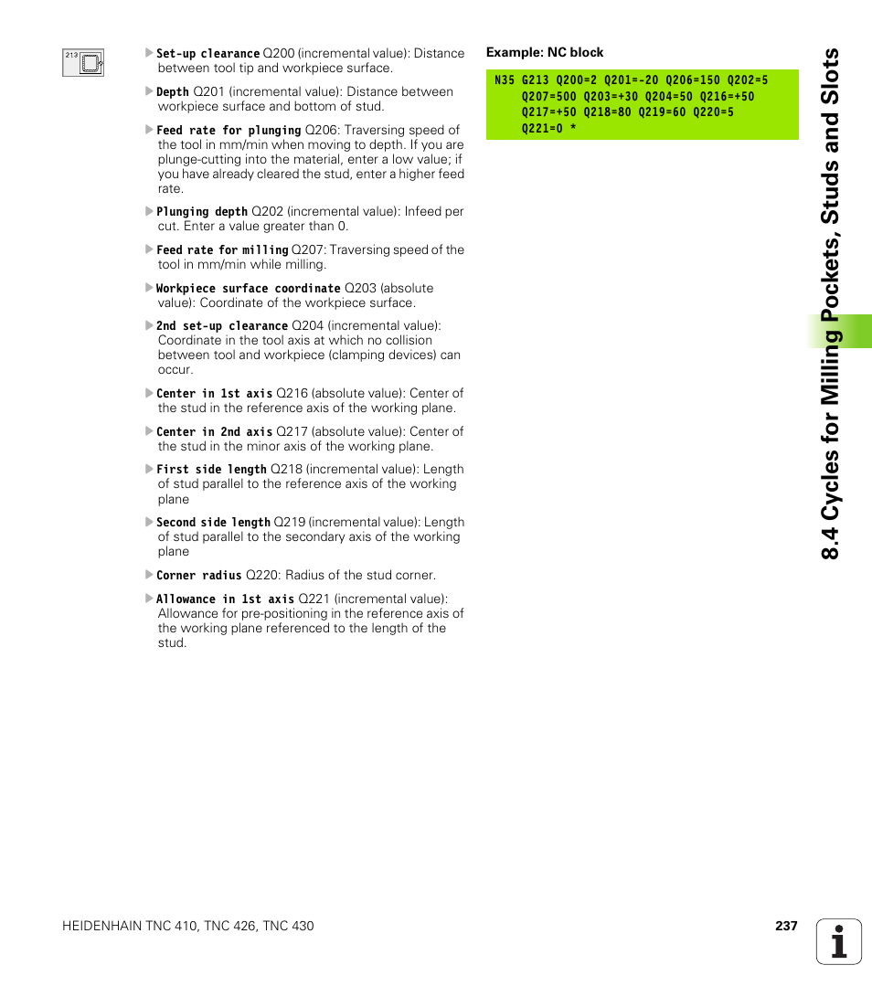 HEIDENHAIN TNC 410 ISO Programming User Manual | Page 263 / 489