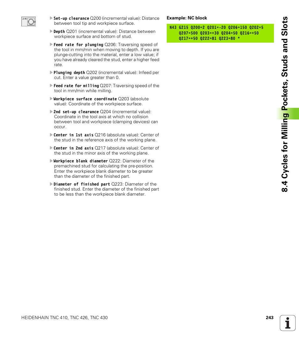 HEIDENHAIN TNC 410 ISO Programming User Manual | Page 269 / 489