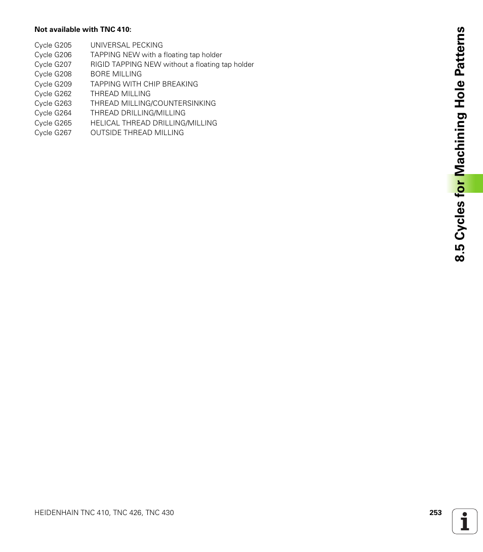 HEIDENHAIN TNC 410 ISO Programming User Manual | Page 279 / 489