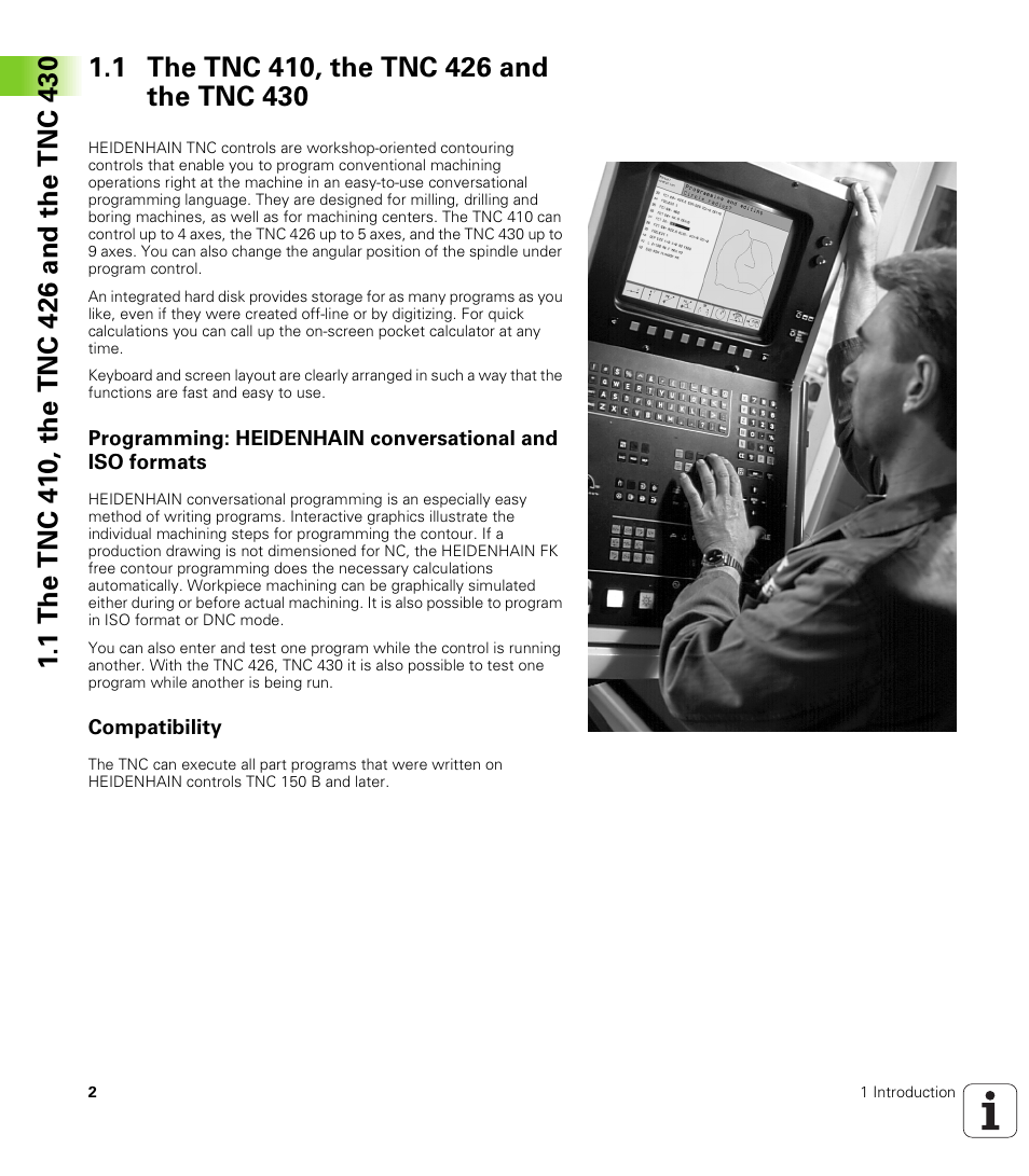 1 the tnc 410, the tnc 426 and the tnc 430, Compatibility | HEIDENHAIN TNC 410 ISO Programming User Manual | Page 28 / 489