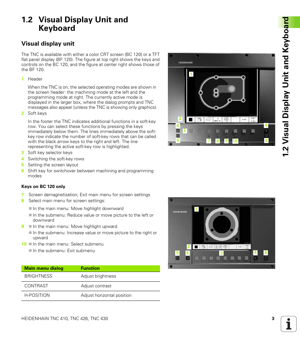 2 visual display unit and keyboard, Visual display unit | HEIDENHAIN TNC 410 ISO Programming User Manual | Page 29 / 489