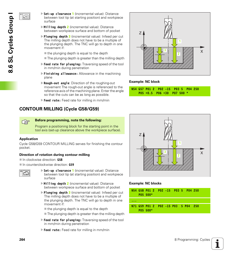 Contour milling (cycle g58/g59), 6 sl cy cles gr ou p i | HEIDENHAIN TNC 410 ISO Programming User Manual | Page 290 / 489