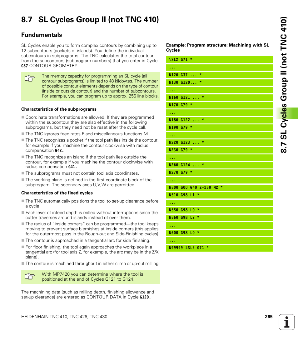 7 sl cycles group ii (not tnc 410), Fundamentals | HEIDENHAIN TNC 410 ISO Programming User Manual | Page 291 / 489