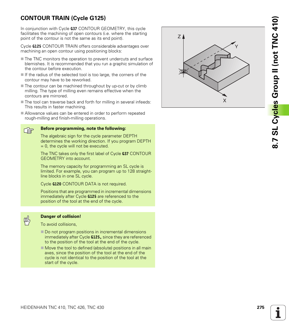 Contour train (cycle g125), G125 contour train | HEIDENHAIN TNC 410 ISO Programming User Manual | Page 301 / 489