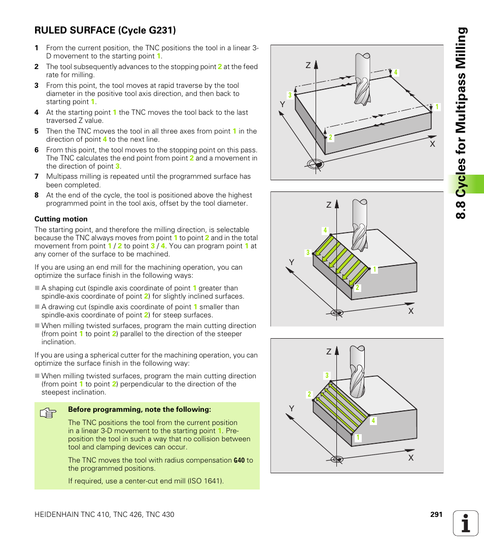 Ruled surface (cycle g231) | HEIDENHAIN TNC 410 ISO Programming User Manual | Page 317 / 489