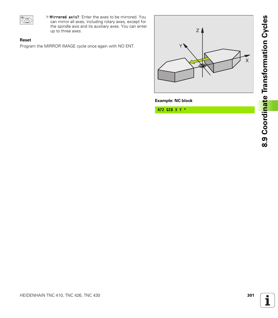 9 coo rdi nat e t rans for m a ti on cy cle s | HEIDENHAIN TNC 410 ISO Programming User Manual | Page 327 / 489