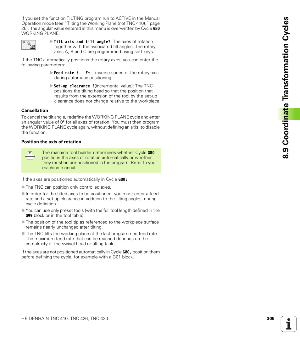 9 coo rdi nat e t rans for m a ti on cy cle s | HEIDENHAIN TNC 410 ISO Programming User Manual | Page 331 / 489