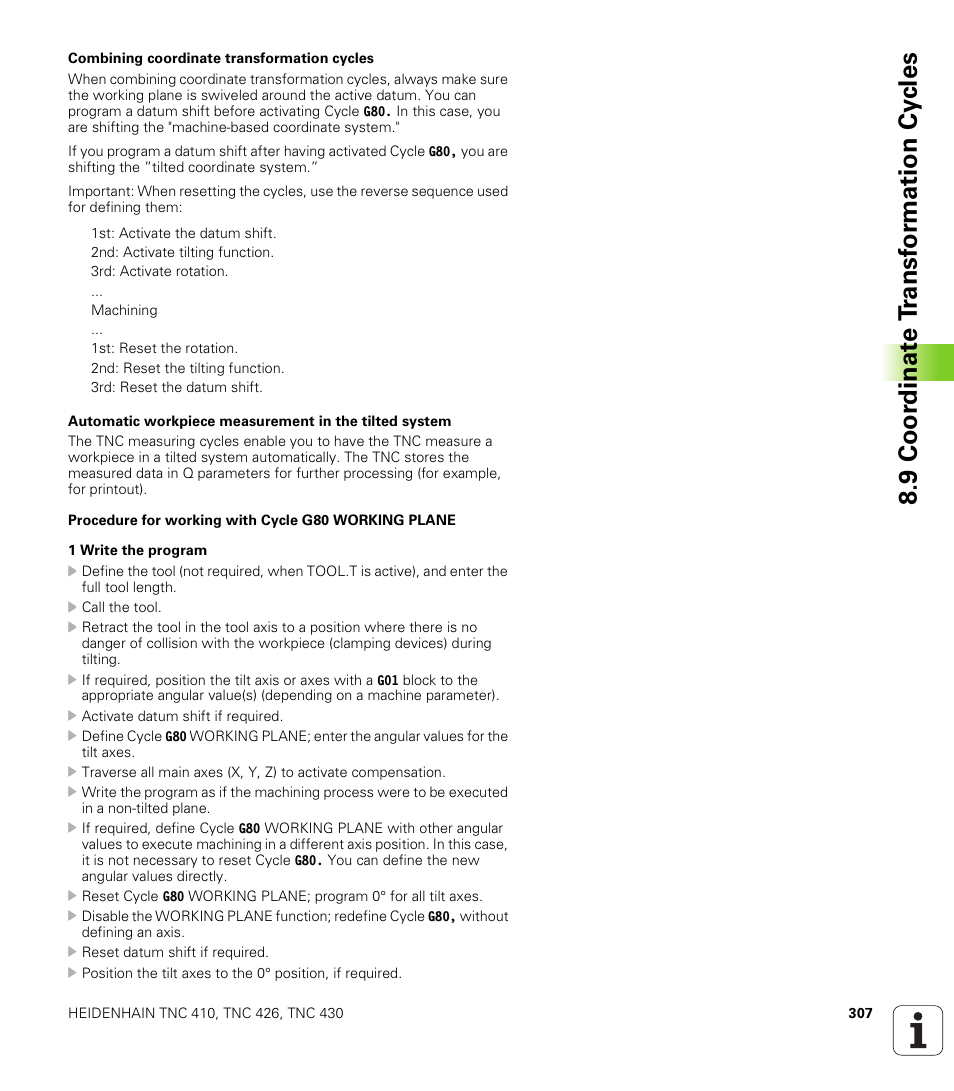 9 coo rdi nat e t rans for m a ti on cy cle s | HEIDENHAIN TNC 410 ISO Programming User Manual | Page 333 / 489