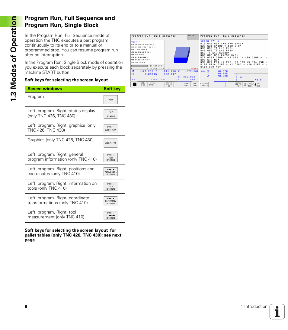 3 mo des o f oper atio n | HEIDENHAIN TNC 410 ISO Programming User Manual | Page 34 / 489