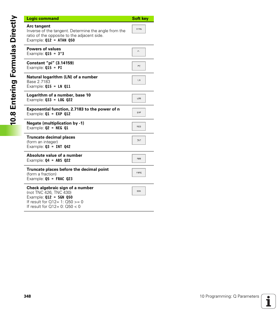 10 .8 e n te ri ng f o rm u las d ir e ctly | HEIDENHAIN TNC 410 ISO Programming User Manual | Page 374 / 489