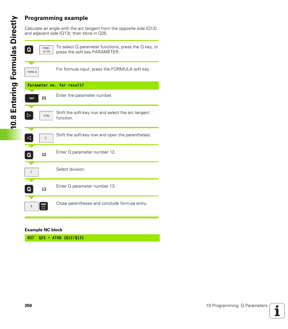 Programming example, 10 .8 e n te ri ng f o rm u las d ir e ctly | HEIDENHAIN TNC 410 ISO Programming User Manual | Page 376 / 489