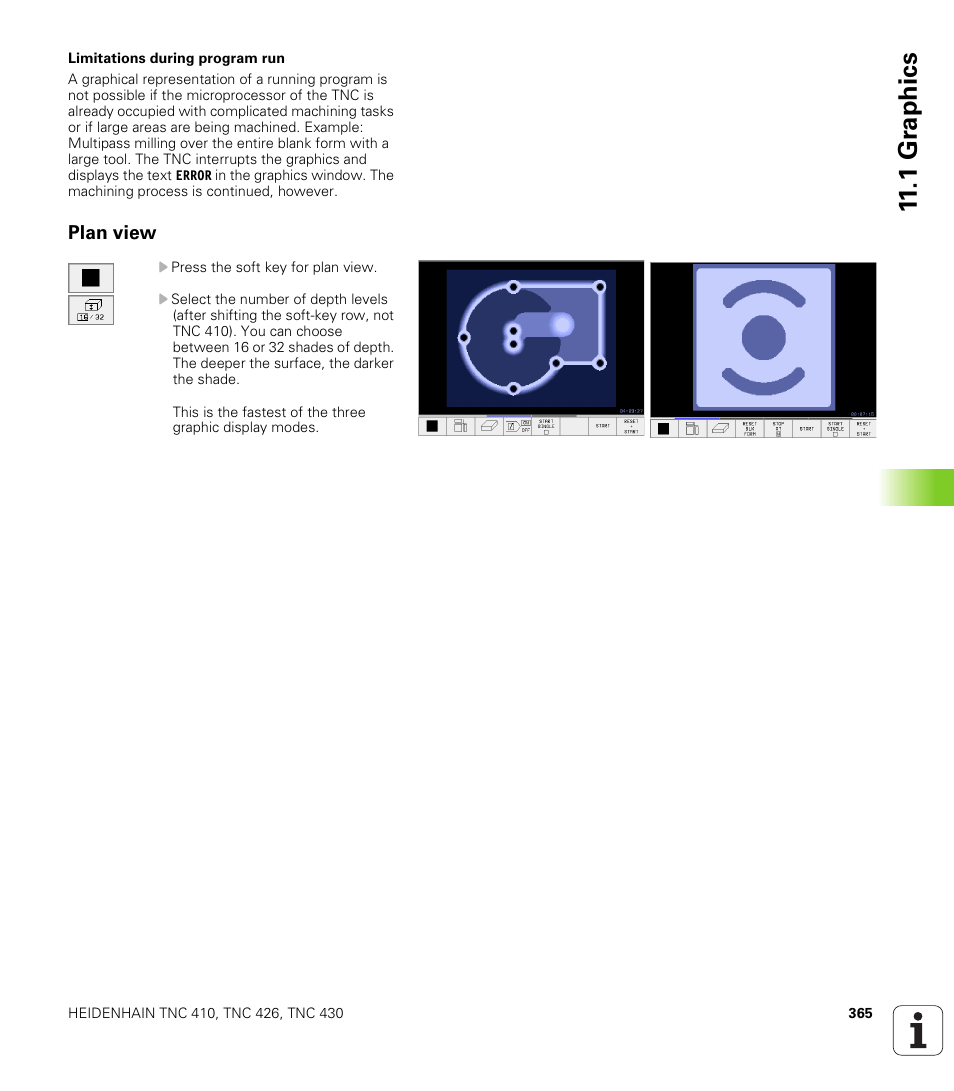 Plan view, 1 gr aph ics | HEIDENHAIN TNC 410 ISO Programming User Manual | Page 391 / 489