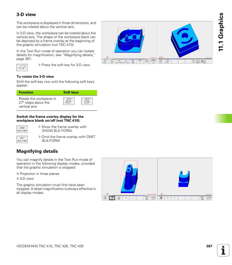 D view, Magnifying details, 1 gr aph ics | HEIDENHAIN TNC 410 ISO Programming User Manual | Page 393 / 489