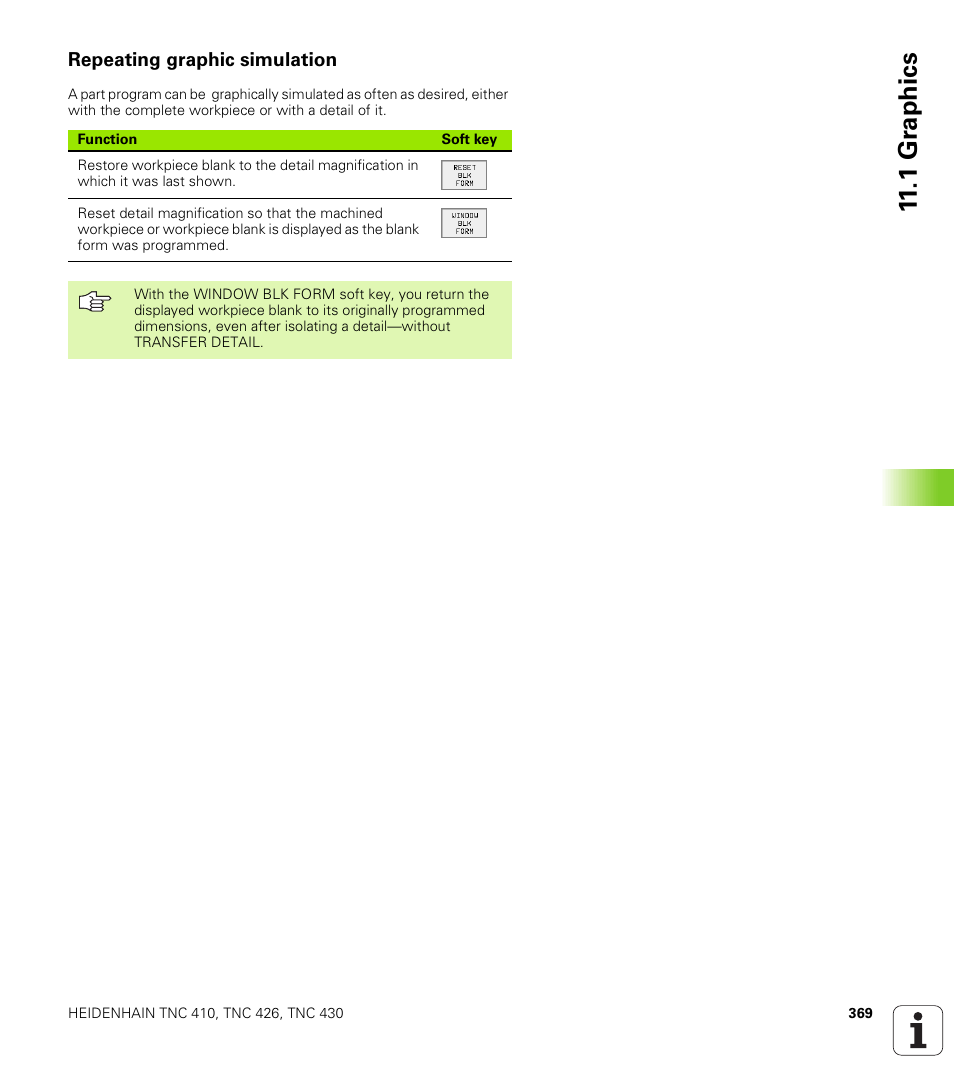 Repeating graphic simulation, 1 gr aph ics | HEIDENHAIN TNC 410 ISO Programming User Manual | Page 395 / 489